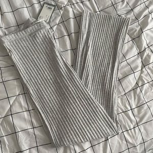 High waisted ribbed wide leg pants